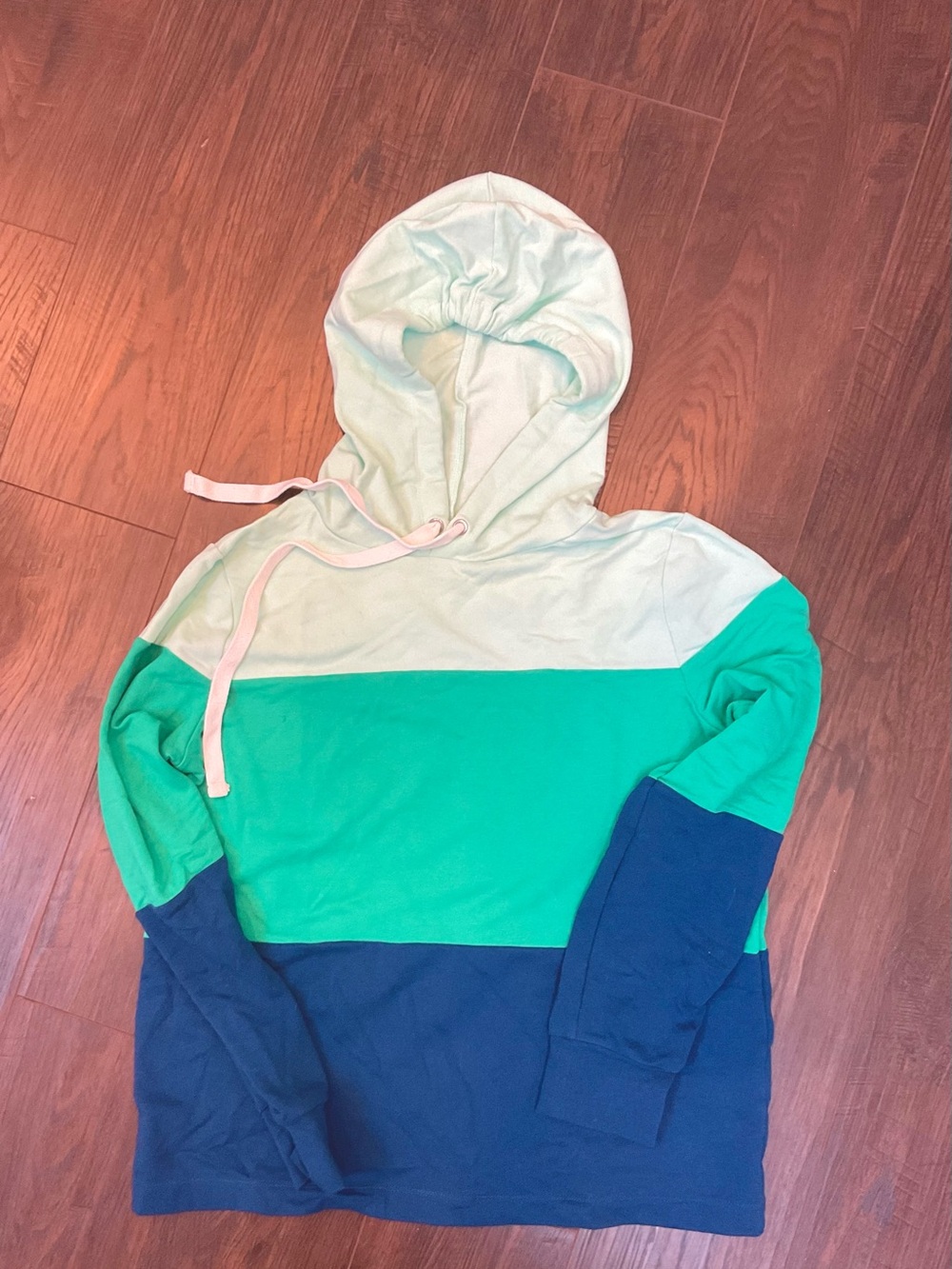 Colorblock Hoodie Sweatshirt - Green/Teal/Navy